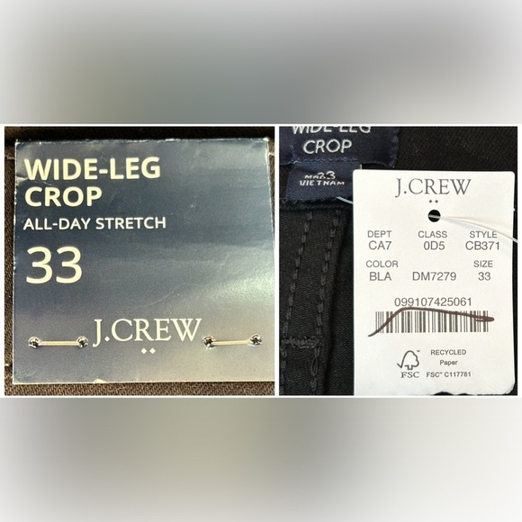 NWT J. Crew Factory Black Wide-Leg Crop Jean in All-Day Stretch, Size 33 - Picture 13 of 15